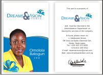 <strong>Dreams & Vision Events</strong>, needed a new <strong>Logo Design, Advert and Flyer Designs, ID Cards, Receipt, Invoice</strong> etc and we provided all to their taste in less than 48 hours deadline!
